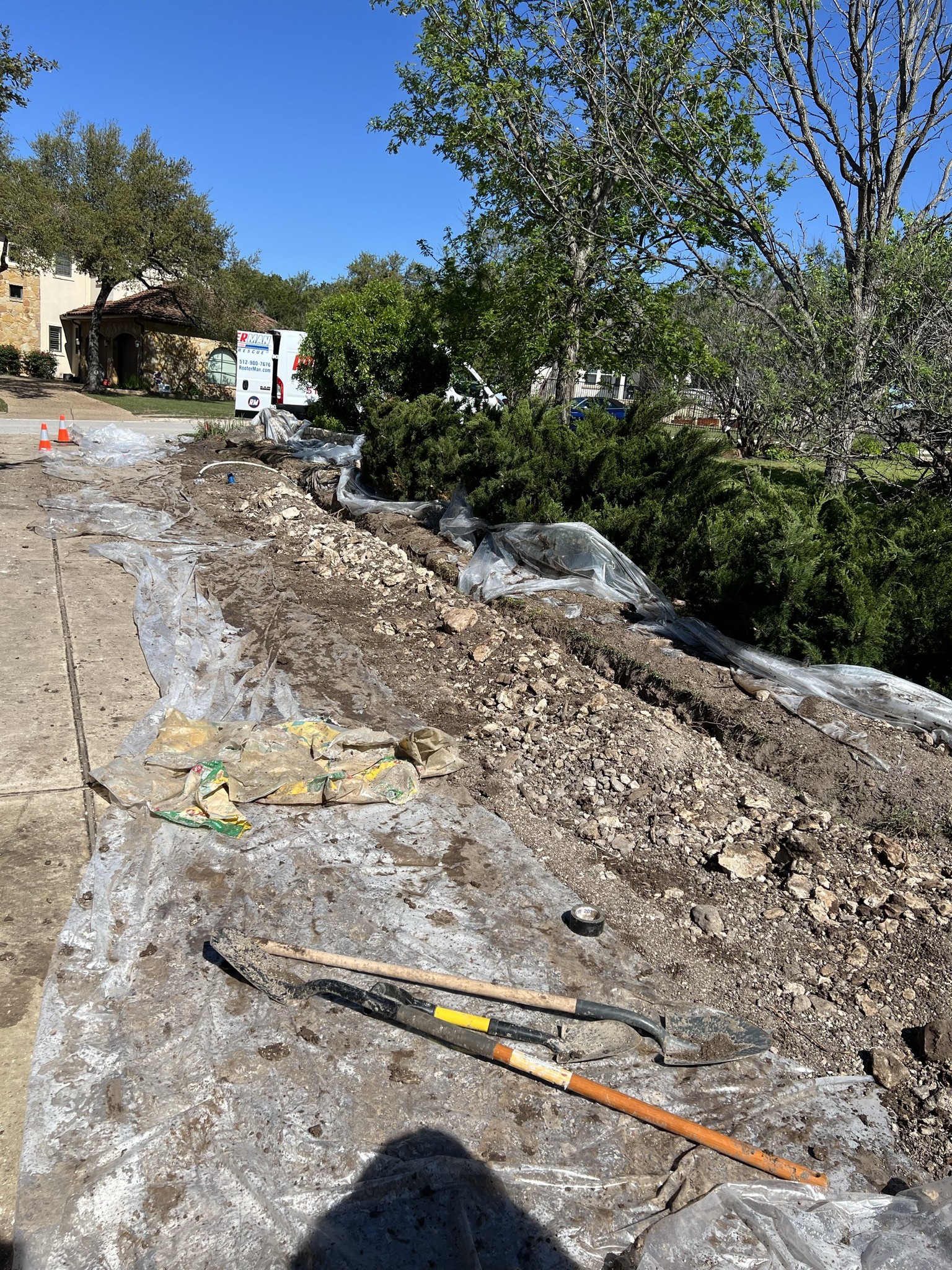 New water line trenched to an Austin home by Rooter-Man of Austin, real job photo